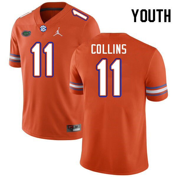 Youth #11 Kelby Collins Florida Gators College Football Jerseys Stitched-Orange